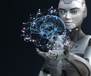 Robot Holding Digital Brain